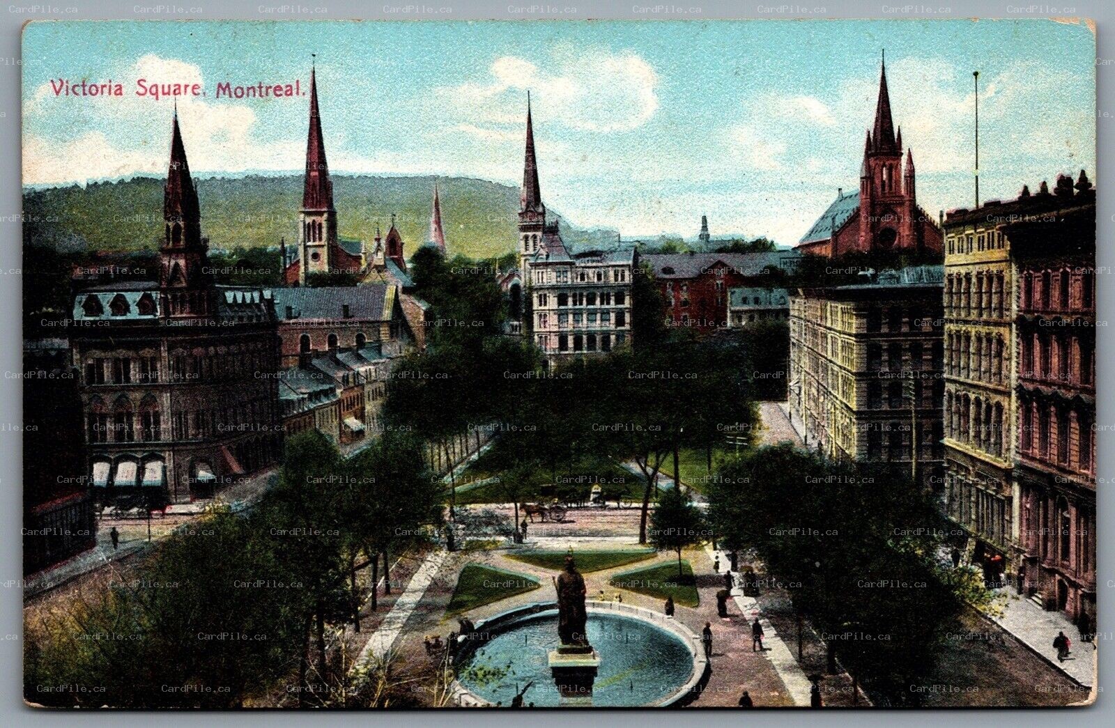 Postcard Montreal Quebec c1910 Victoria Square Split Ring Cancels