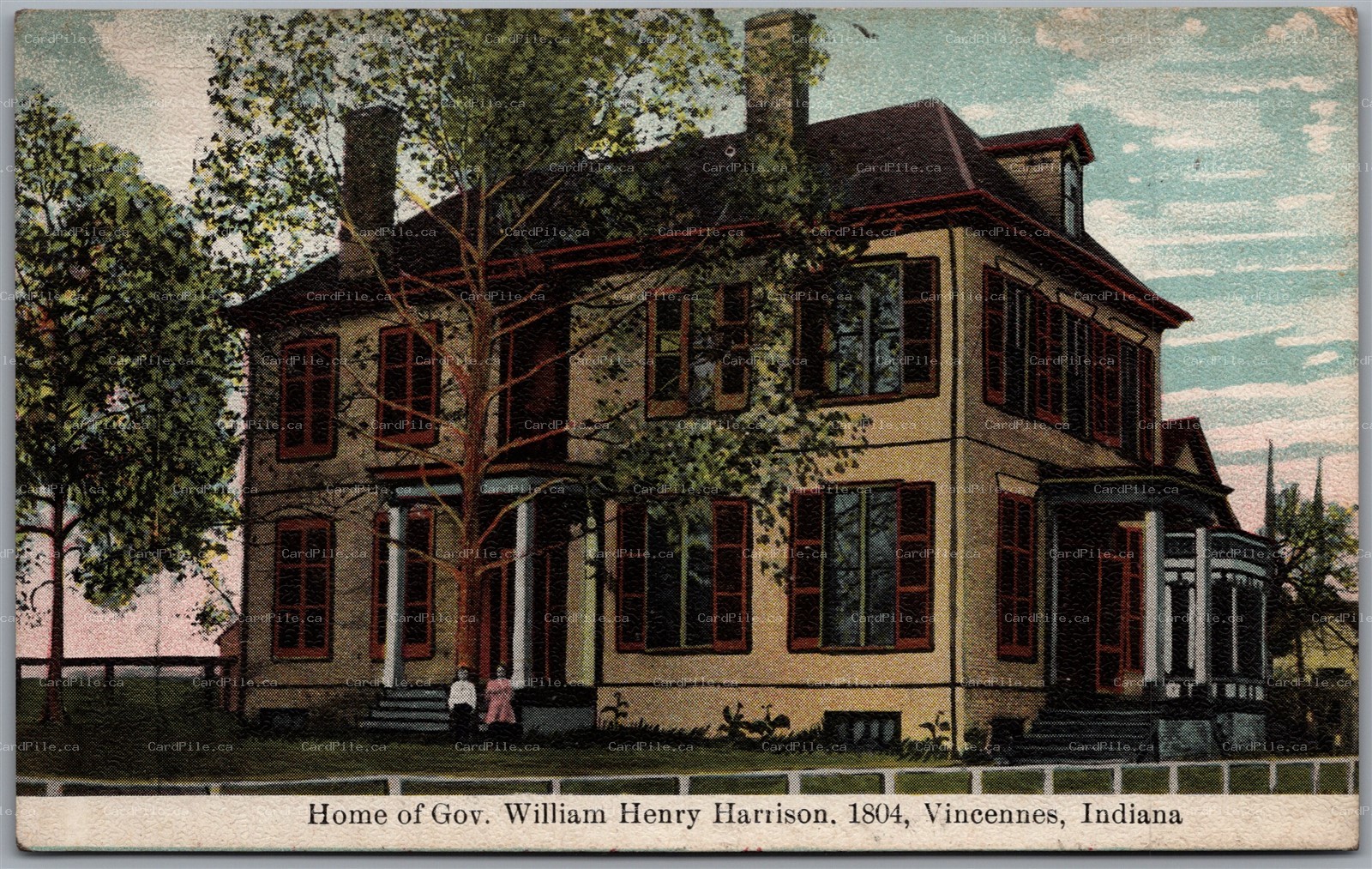 Postcard Vincennes Indiana 1910s Home of Gov. William Henry Harrison Knox County