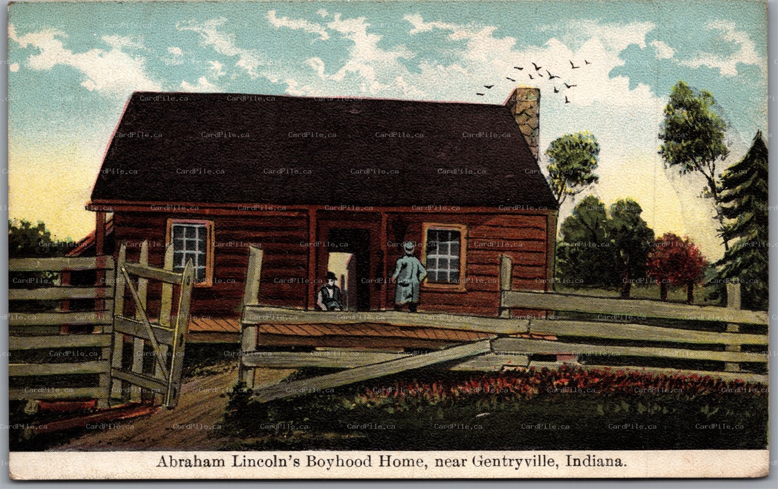 Postcard Gentryville Indiana 1910s Abraham Lincoln's Boyhood Home Spencer County