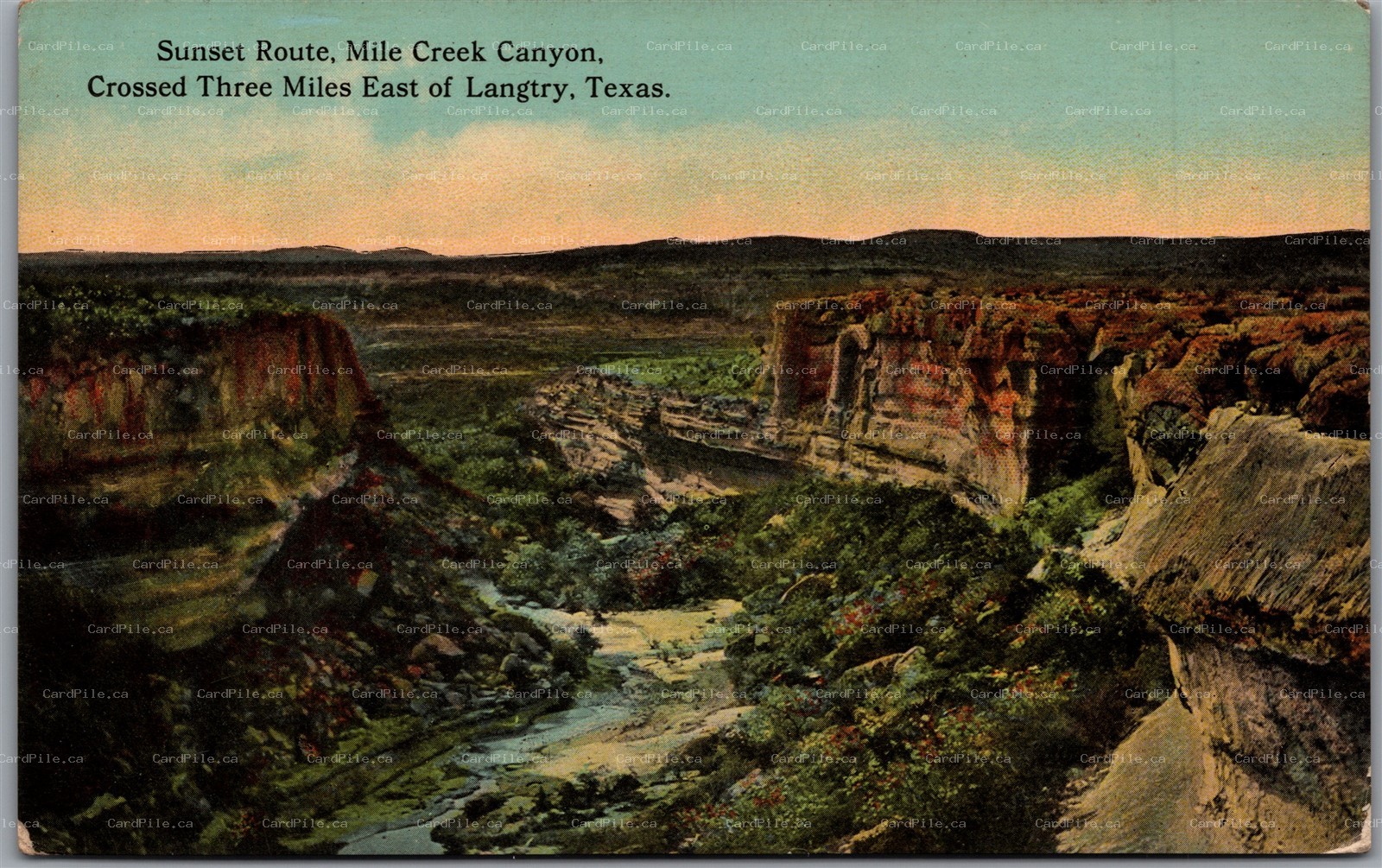 Postcard Langtry Texas c1910s Sunset Route Mile Creek Canyon Scenic View