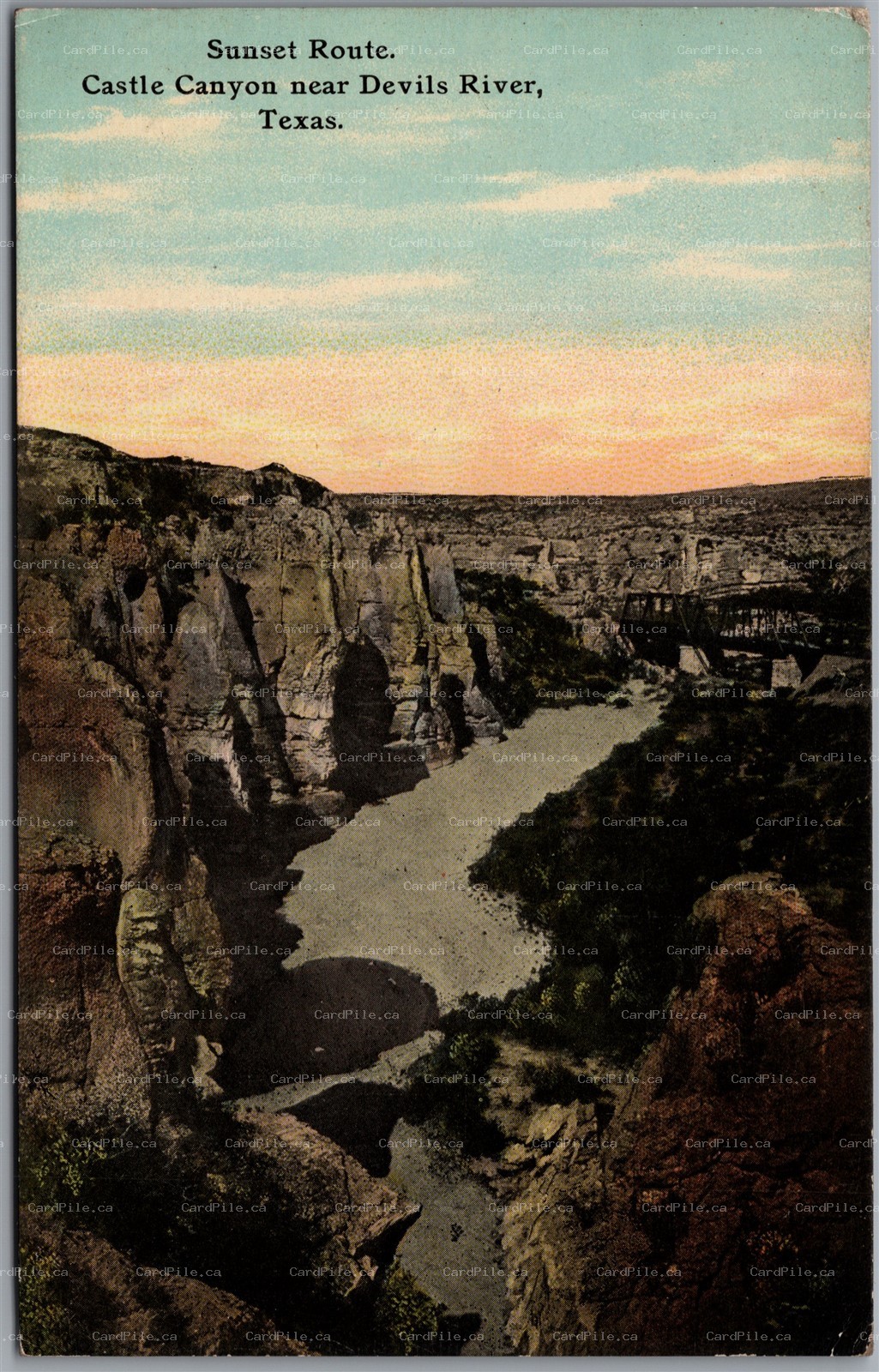 Postcard Texas c1910s Sunset Route Castle Canyon near Devils River Scenic View