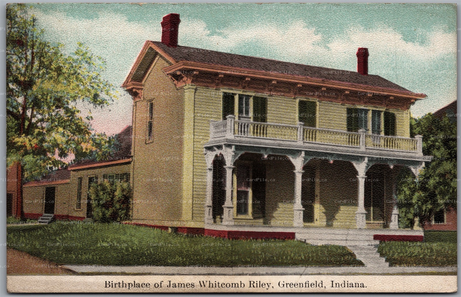 Postcard Greenfield Indiana Birthplace of James Whitcomb Riley Hancock County
