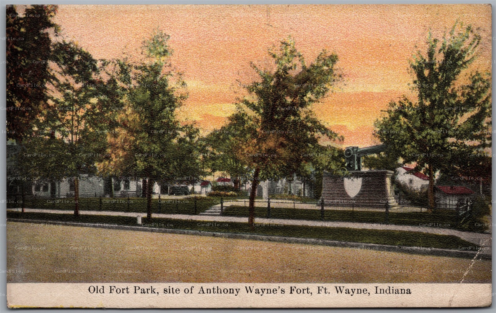 Postcard Ft. Wayne Indiana Old Fort Park site of Anthony Wayne's Fort Allen Co.