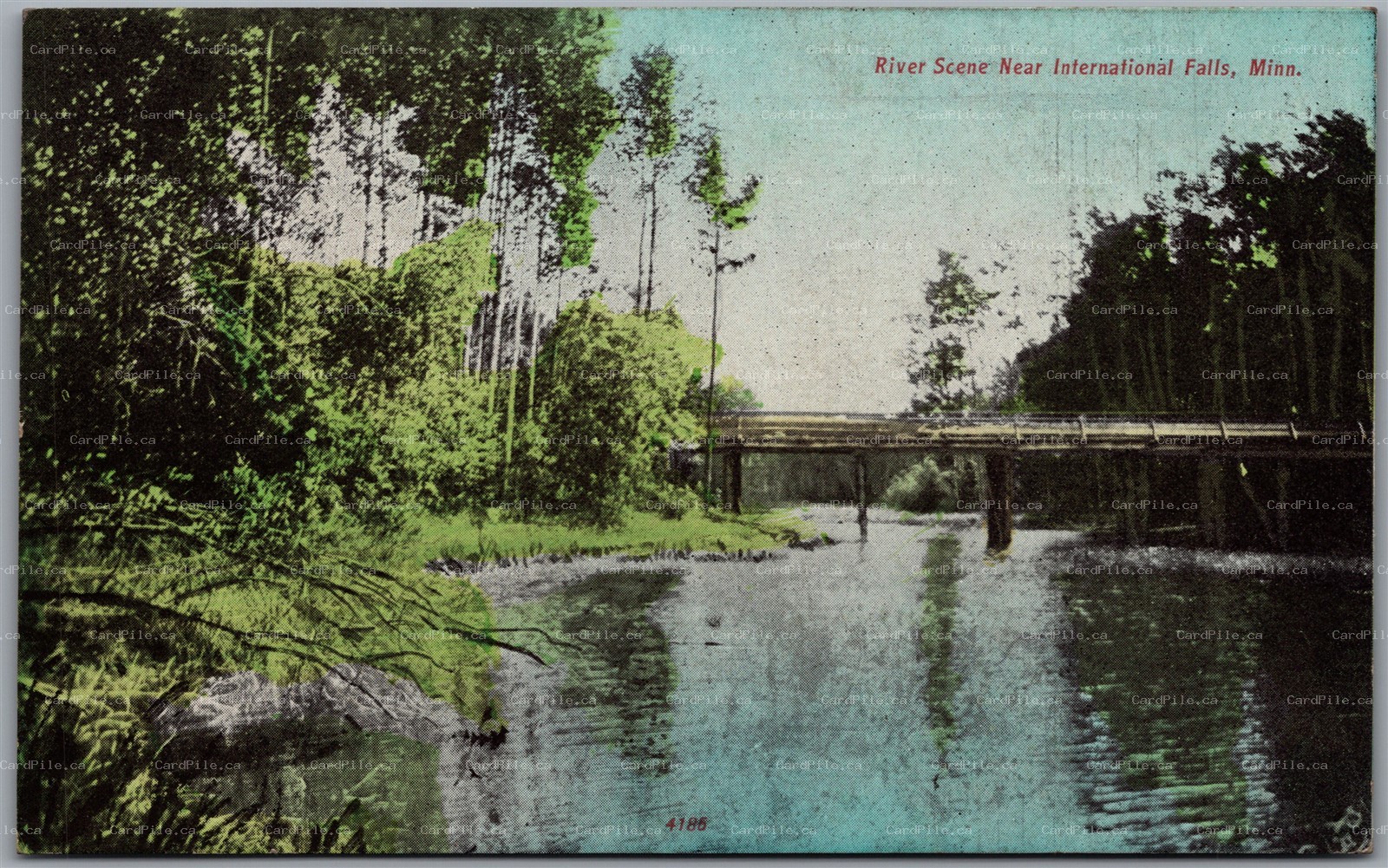Postcard International Falls Minnesota c1910s River Scene Koochiching County