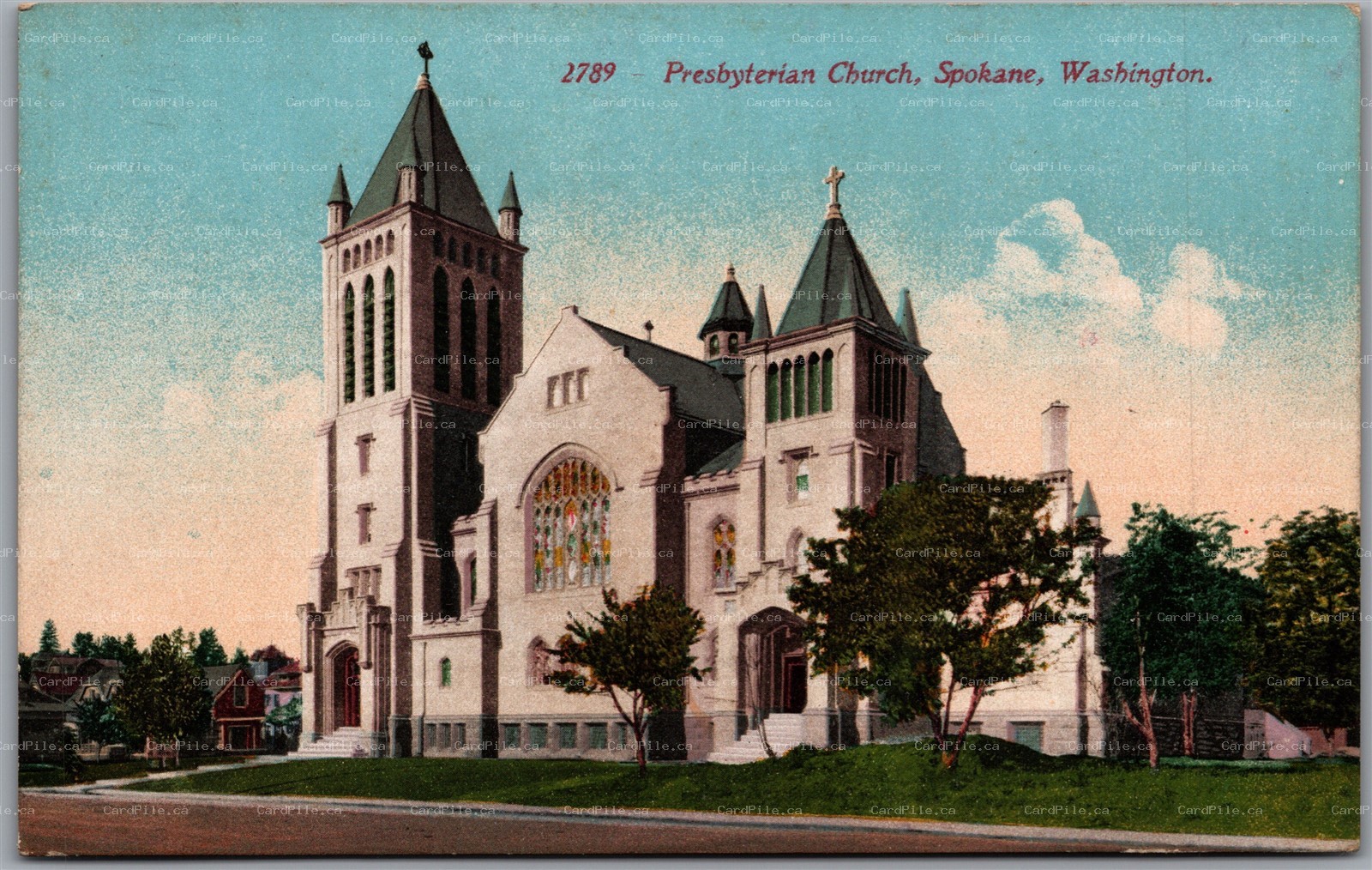 Postcard Spokane Washington c1910s Presbyterian Church by Edward H. Mitchell
