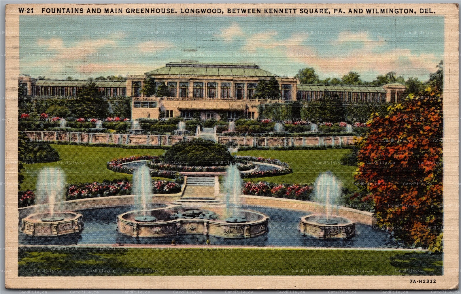 Postcard Kennett Square Pennsylvania c1946 Longwood Gardens DuPont Estate