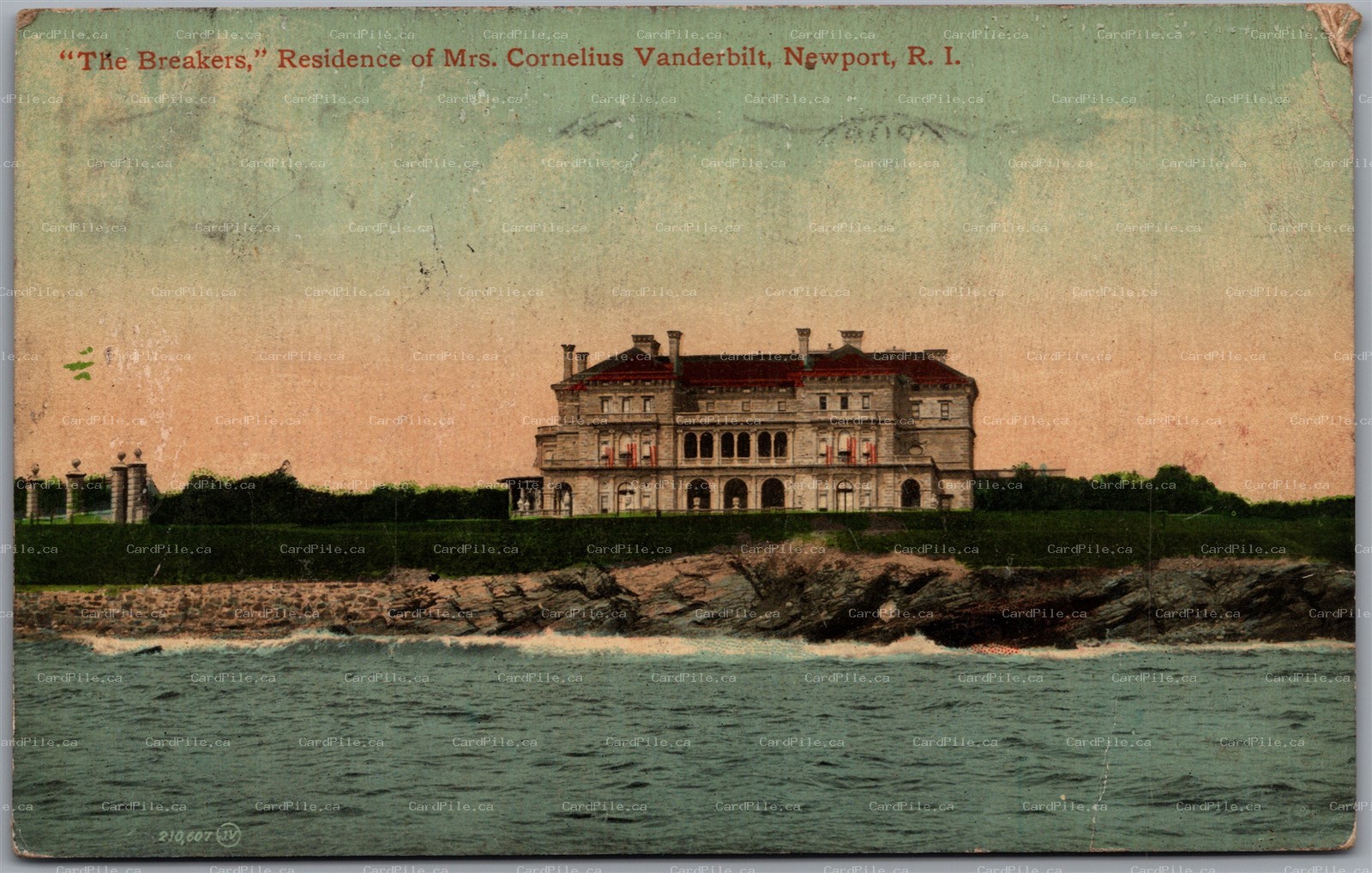 Postcard Newport RI c1912 The Breakers Residence of Mrs. Cornelius Vanderbilt