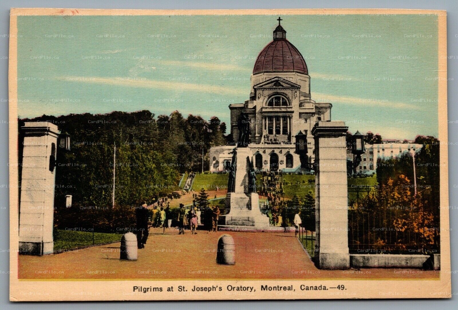 Postcard Montreal Quebec c1940s Pilgrims At St. Josephs Oratory 