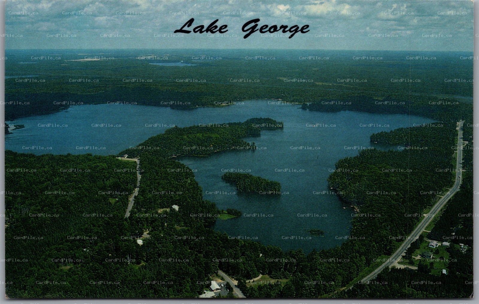 Postcard Rhinelander Wisconsin Scenic Aerial View Lake George Oneida County