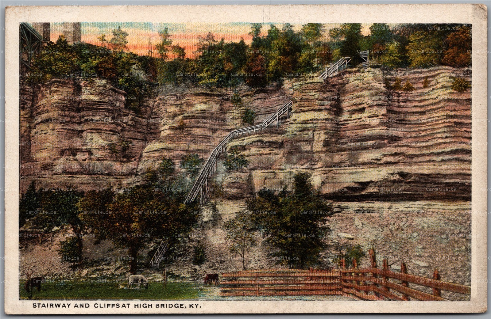Postcard High Bridge Kentucky c1910s Stairway and Cliffs Scenic View