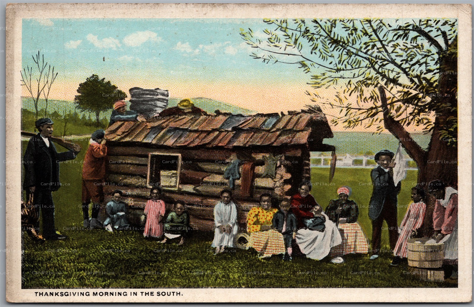 Postcard Kentucky c1910s Thanksgiving Morning in the South Family Scene