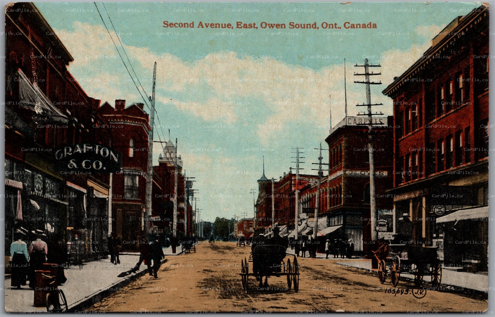 Postcard Owen Sound Ontario c1910s Second Avenue East Shops Signs Grey County