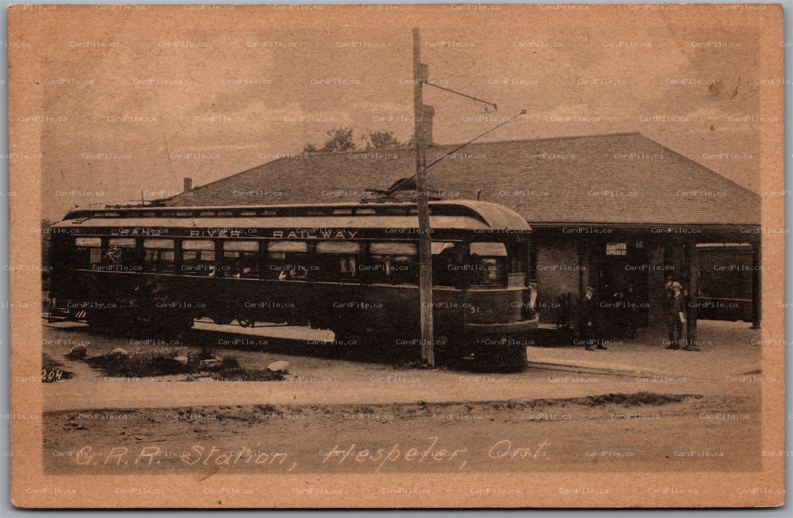 Postcard Hespeler Ontario G.R.R. Grand River Railway Station Waterloo Region