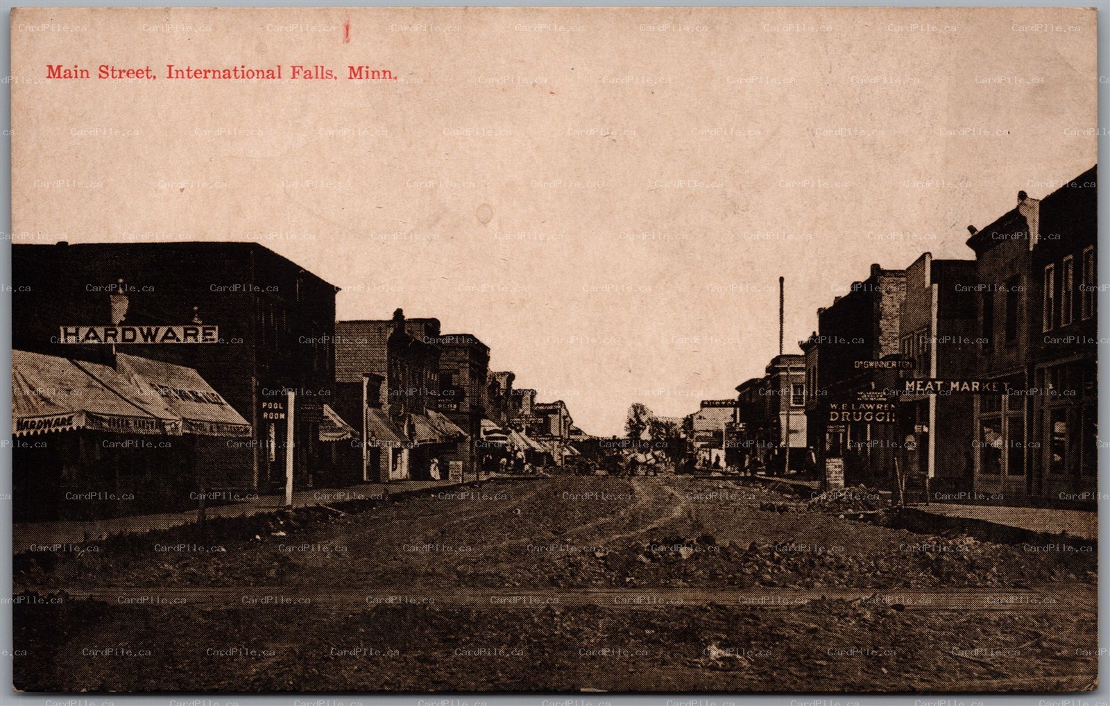 Postcard International Falls Minnesota c1910s Main Street by Bradford & Co.