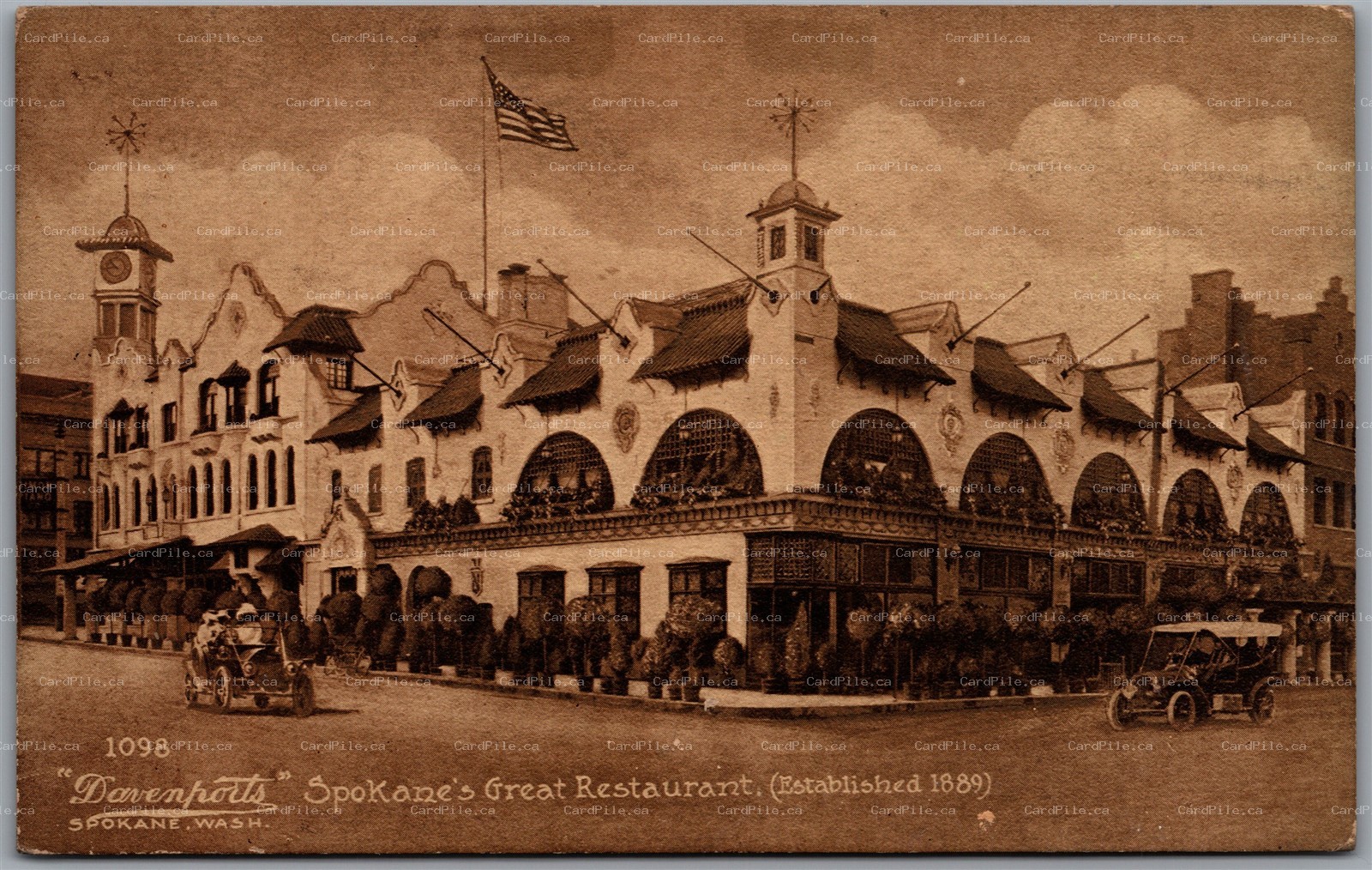 Postcard Spokane Washington c1910s Davenports Restaurant by Edward H. Mitchell
