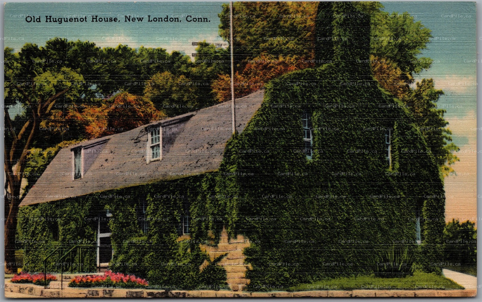 Postcard New London Connecticut c1951 Old Huguenot House Slogan Cancel