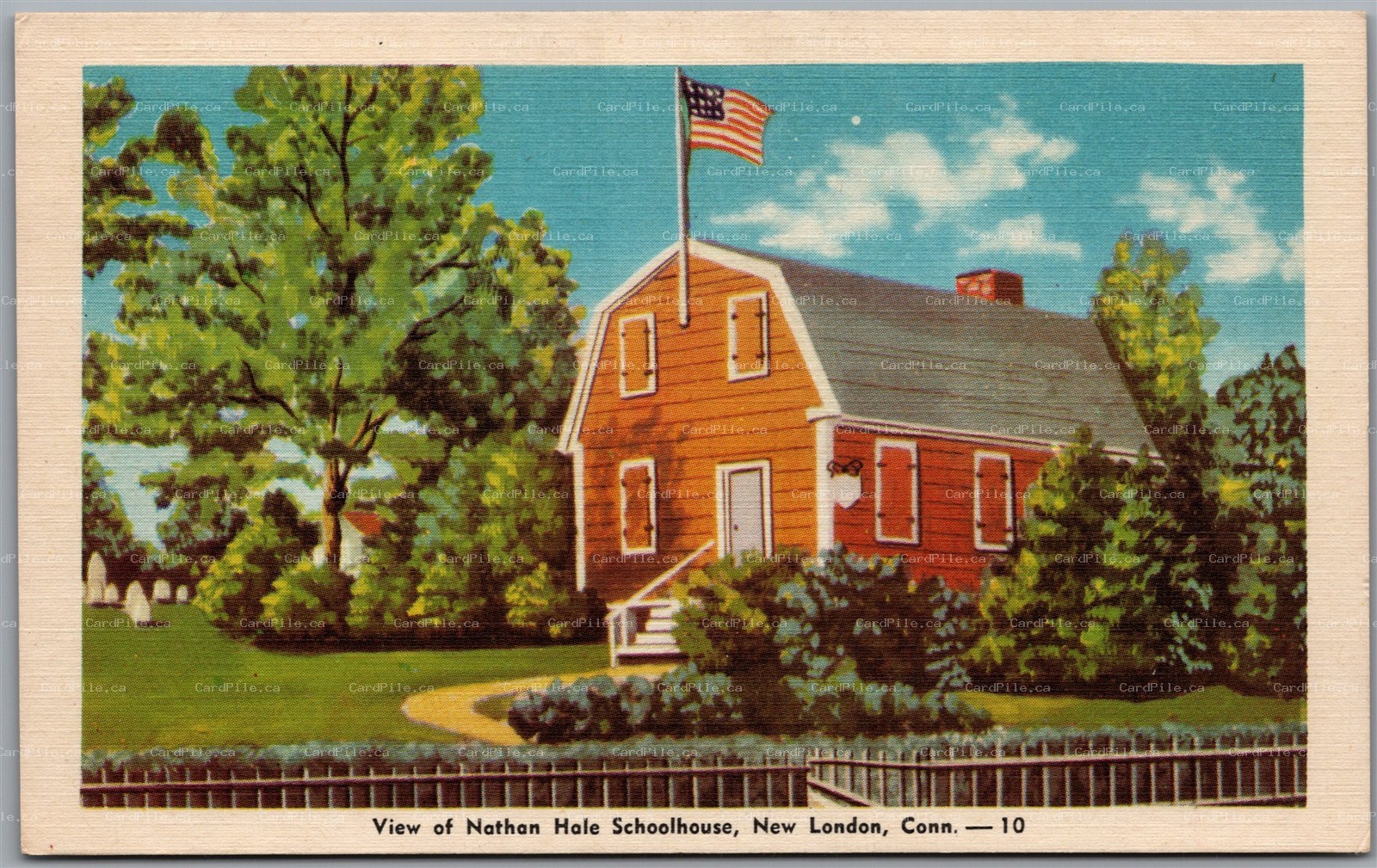 Postcard New London Connecticut View of Nathan Hale Schoolhouse