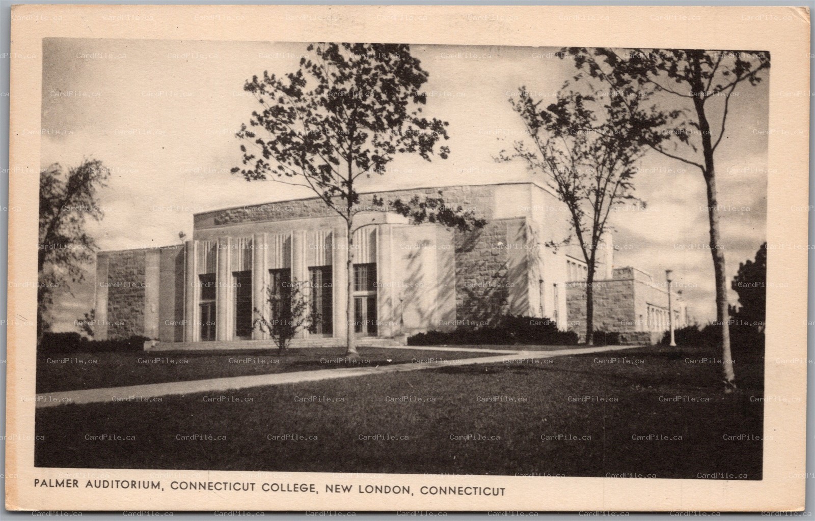Postcard New London Connecticut c1950s College Palmer Auditorium