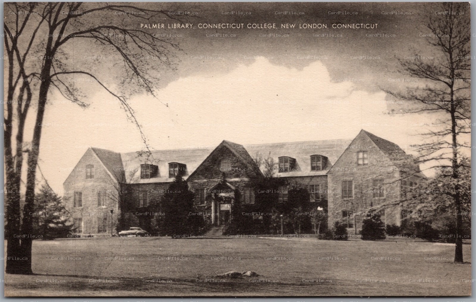 Postcard New London Connecticut c1950s College Palmer Library