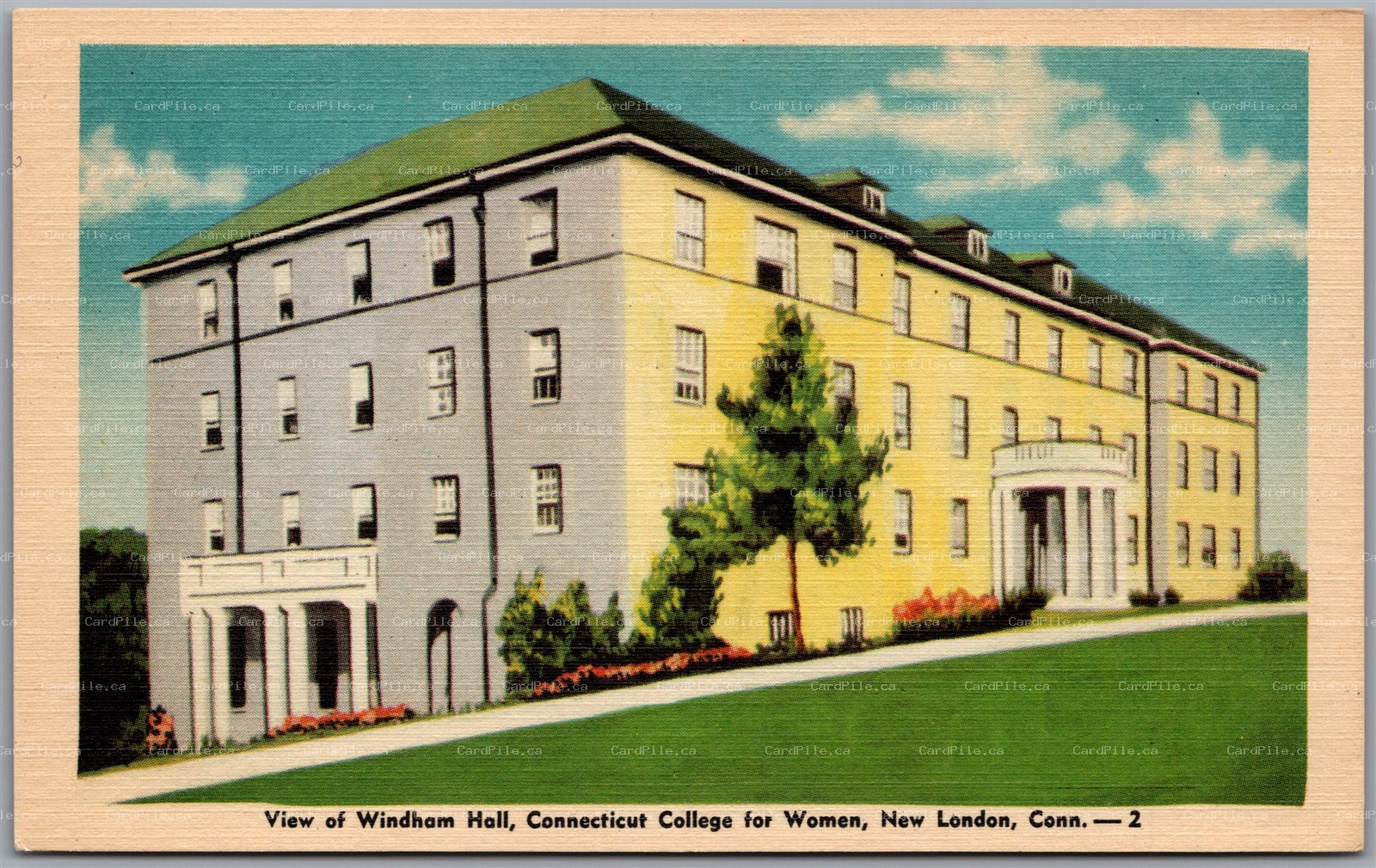 Postcard New London Connecticut College for Women View of Windham Hall 