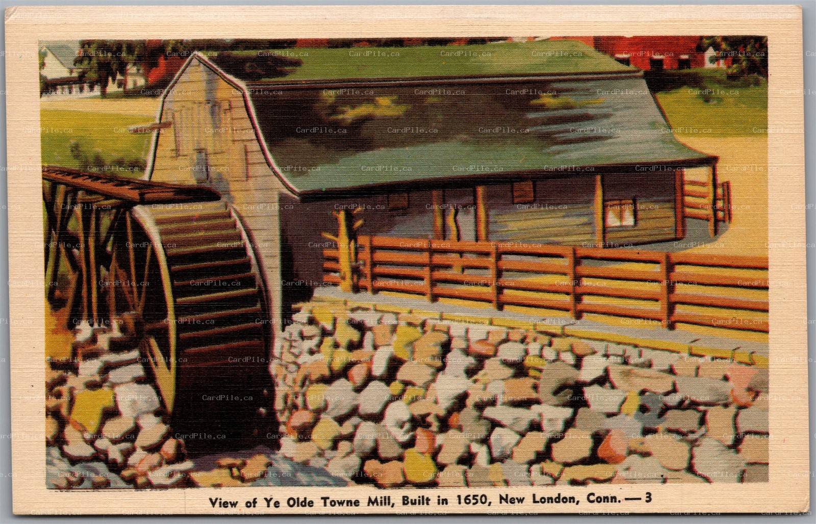 Postcard New London Connecticut View of Ye Olde Towne Mill Built in 1650
