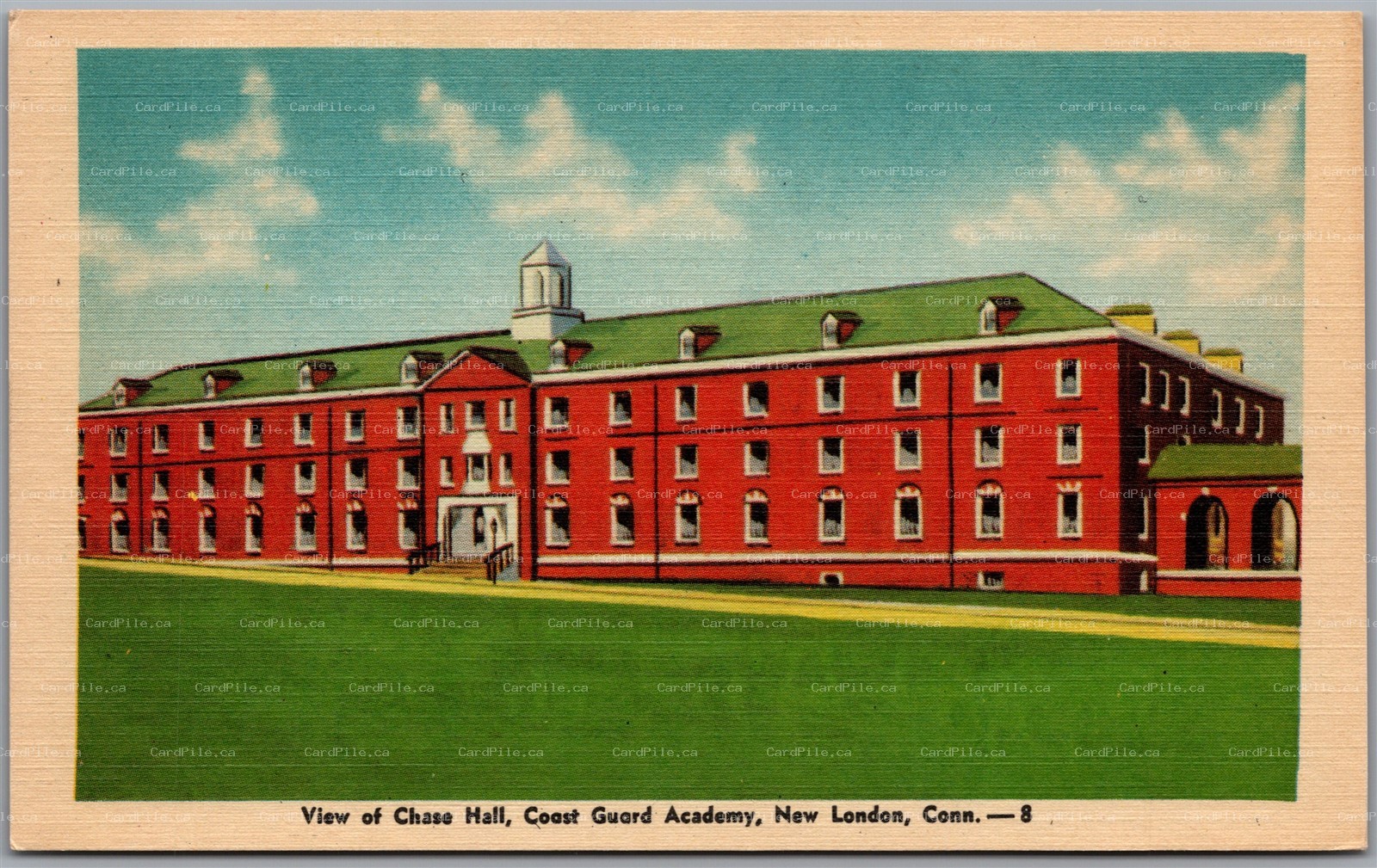 Postcard New London Connecticut View of Chase Hall Coast Guard Academy