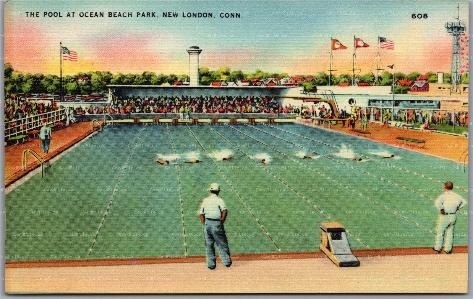 Postcard New London Connecticut The Pool at Ocean Beach Park