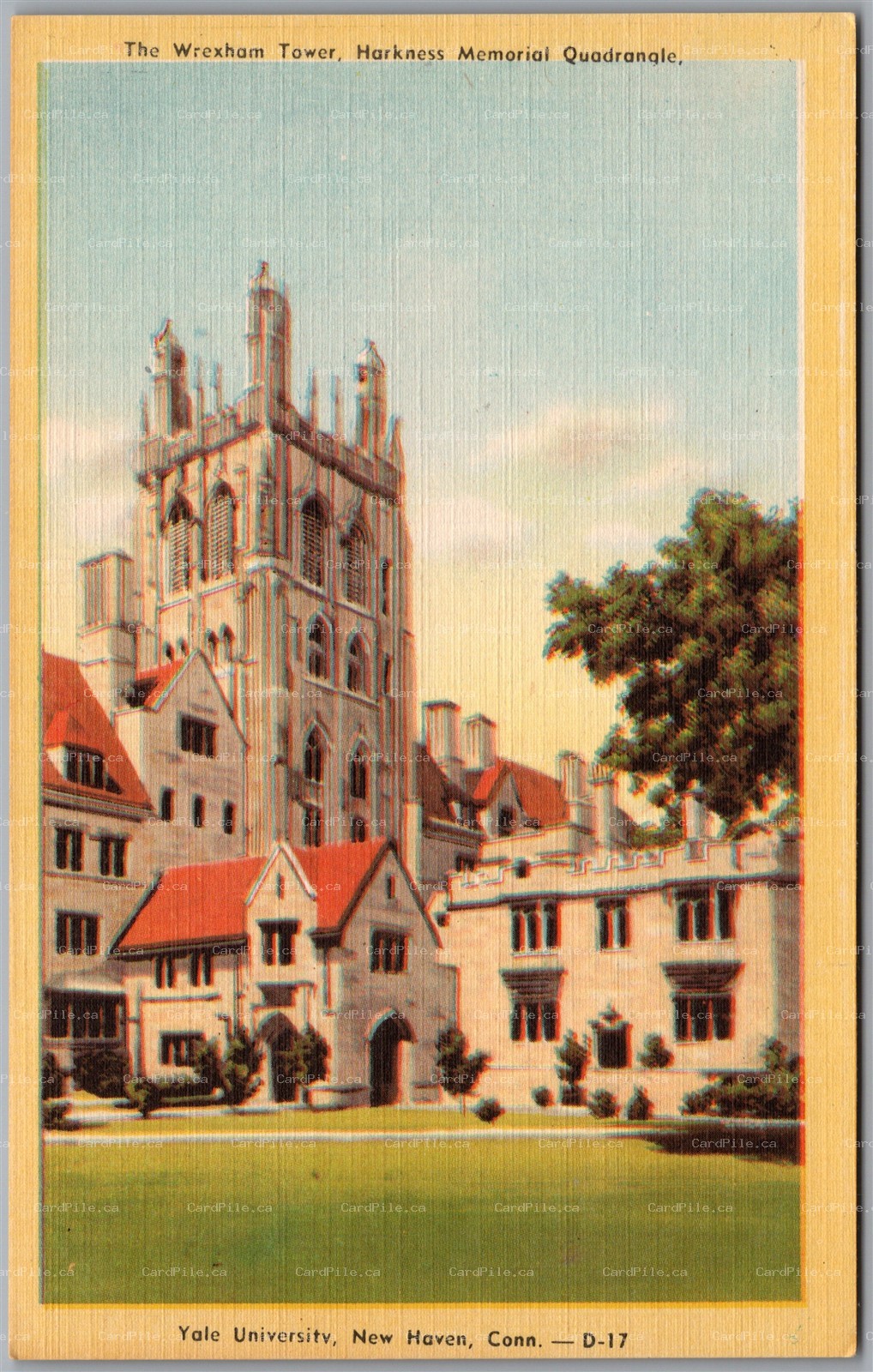 Postcard New Haven Connecticut The Wrexham Tower Harkness Memorial Quadrangle