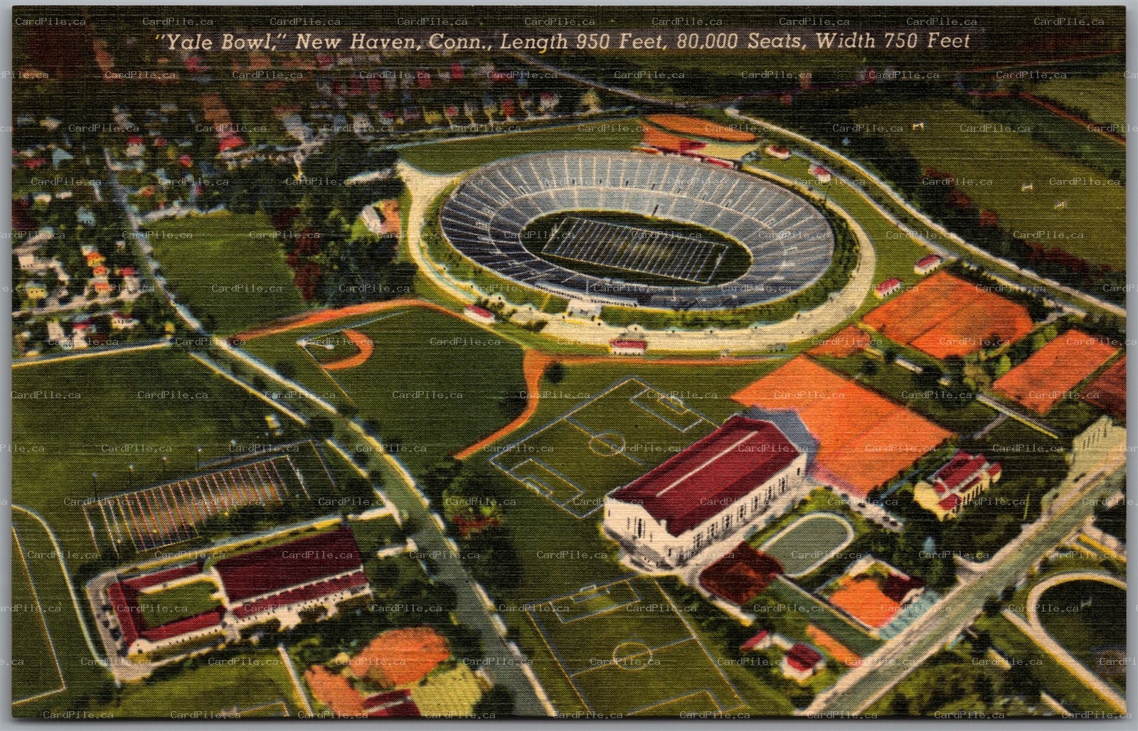 Postcard New Haven Connecticut Yale Bowl Football Aerial View