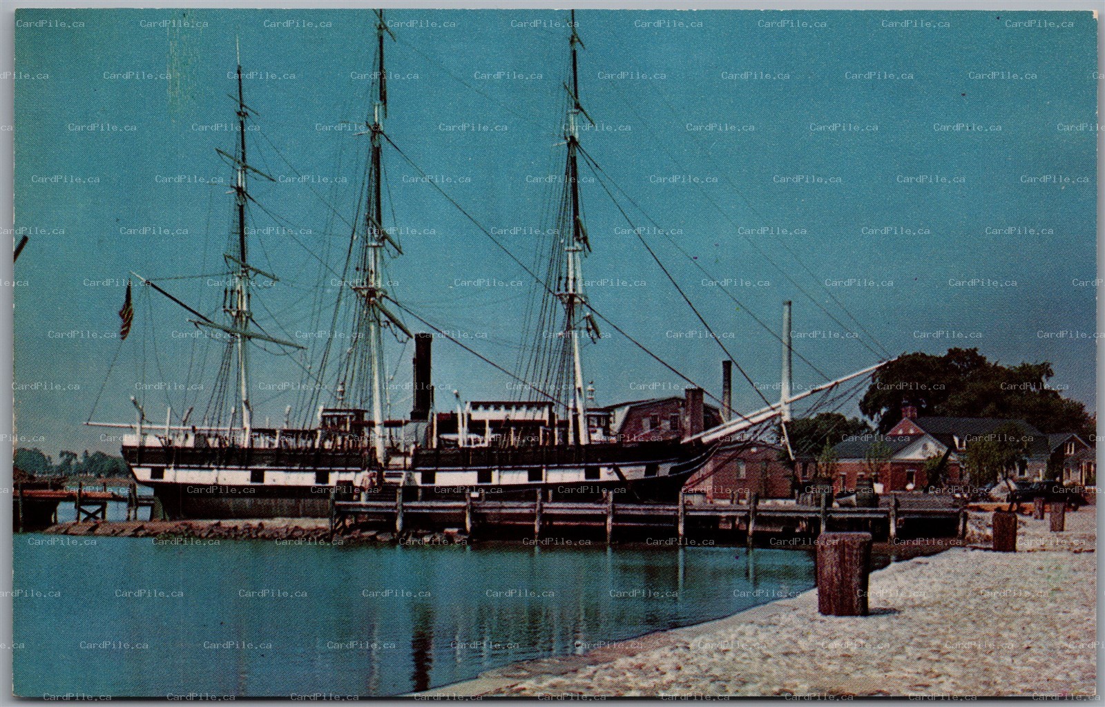 Postcard Mystic Connecticut Whaleship Charles W. Morgan at Marine Museum
