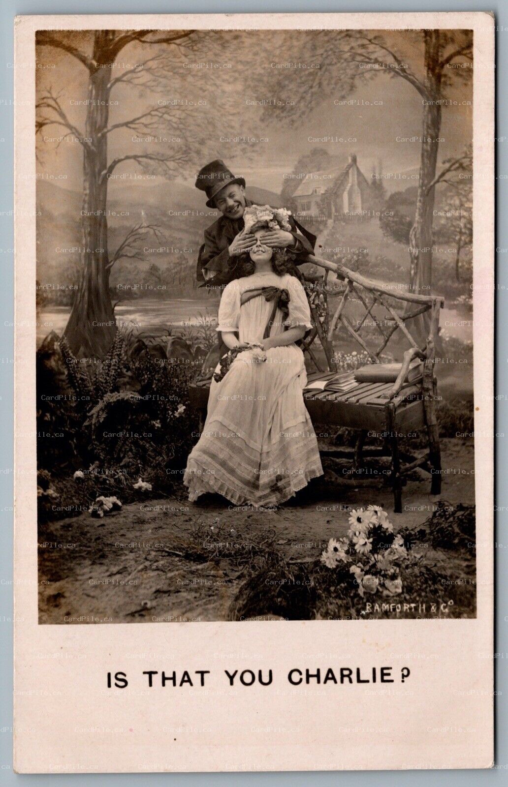 Postcard RPPC c1906 Is That You Charlie Bamforth & Co Studio Real Photo Postcard