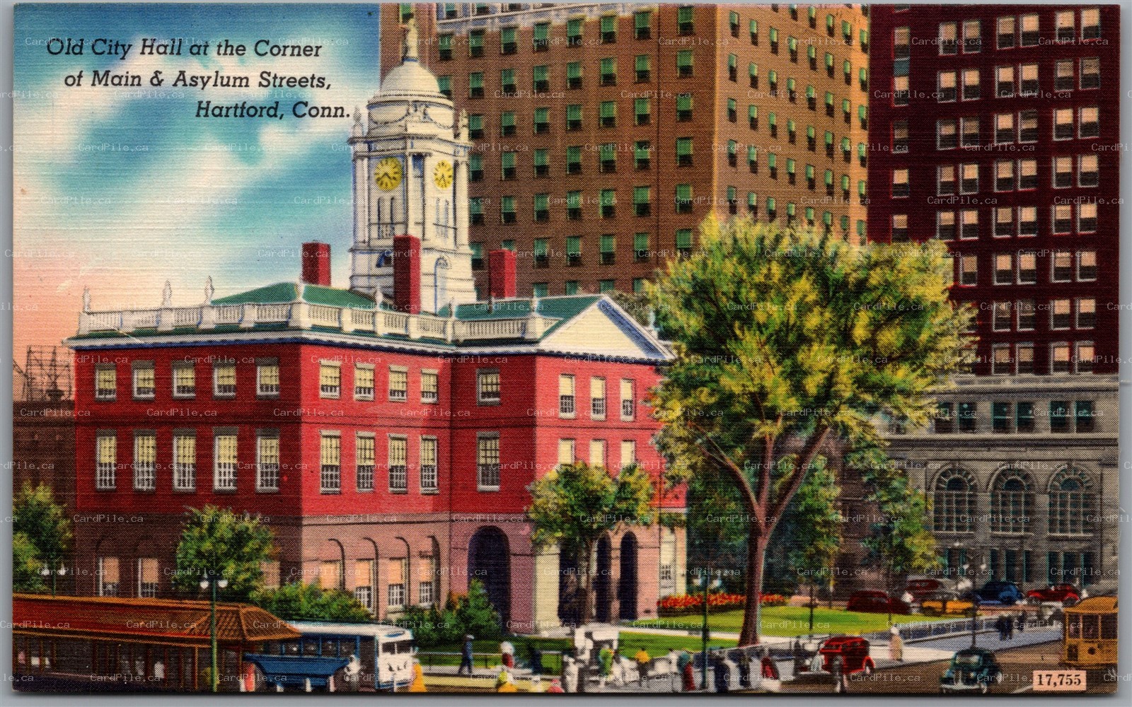 Postcard Hartford Connecticut Old City Hall at Corner of Main & Asylum Streets