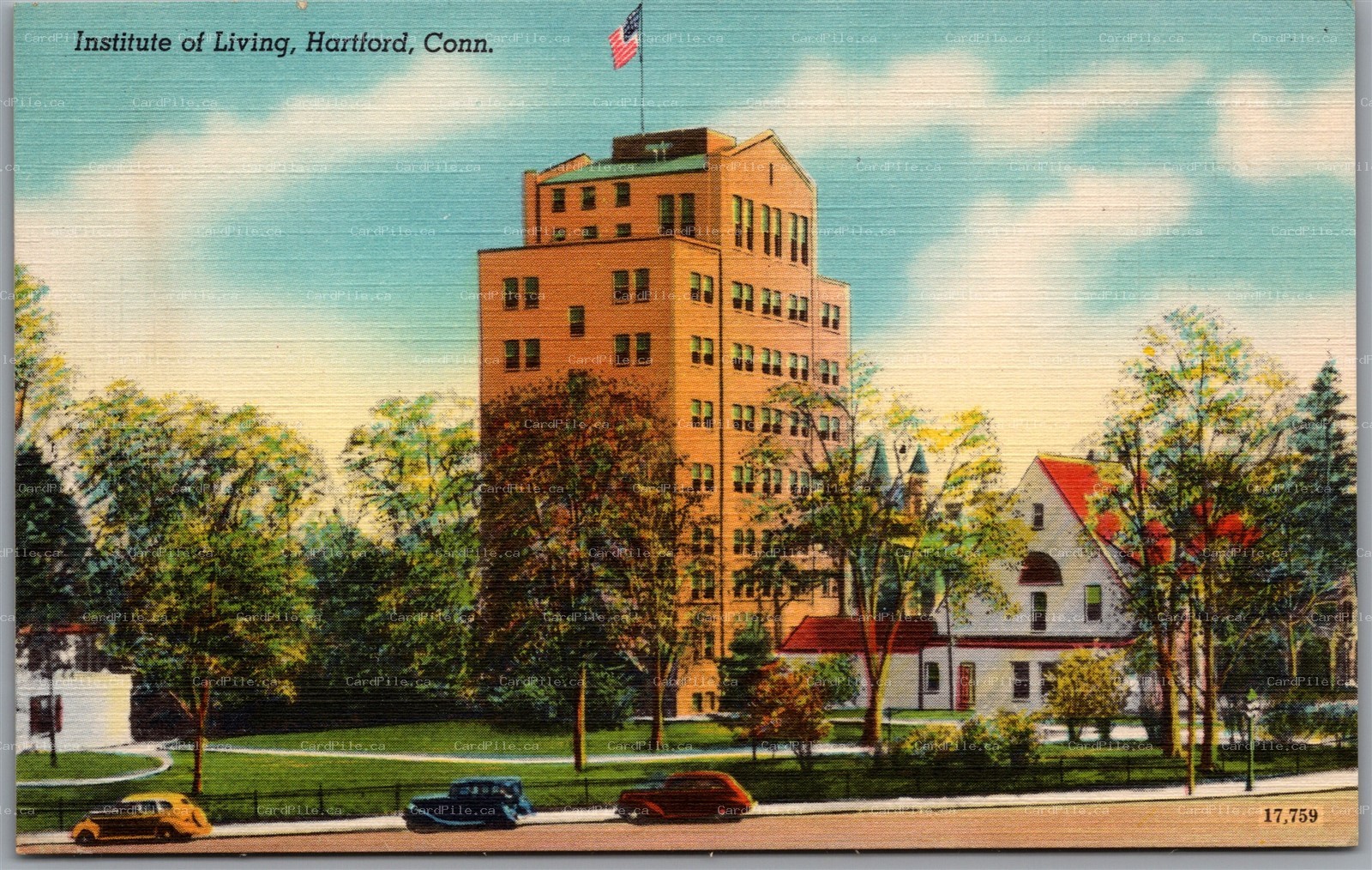 Postcard Hartford Connecticut Institue of Living