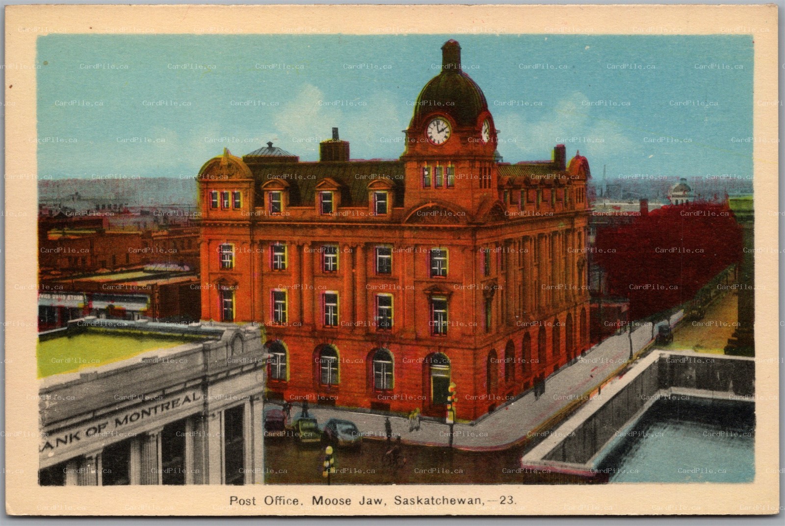 Postcard Moose Jaw Saskatchewan c1940s Post Office Building by PECO