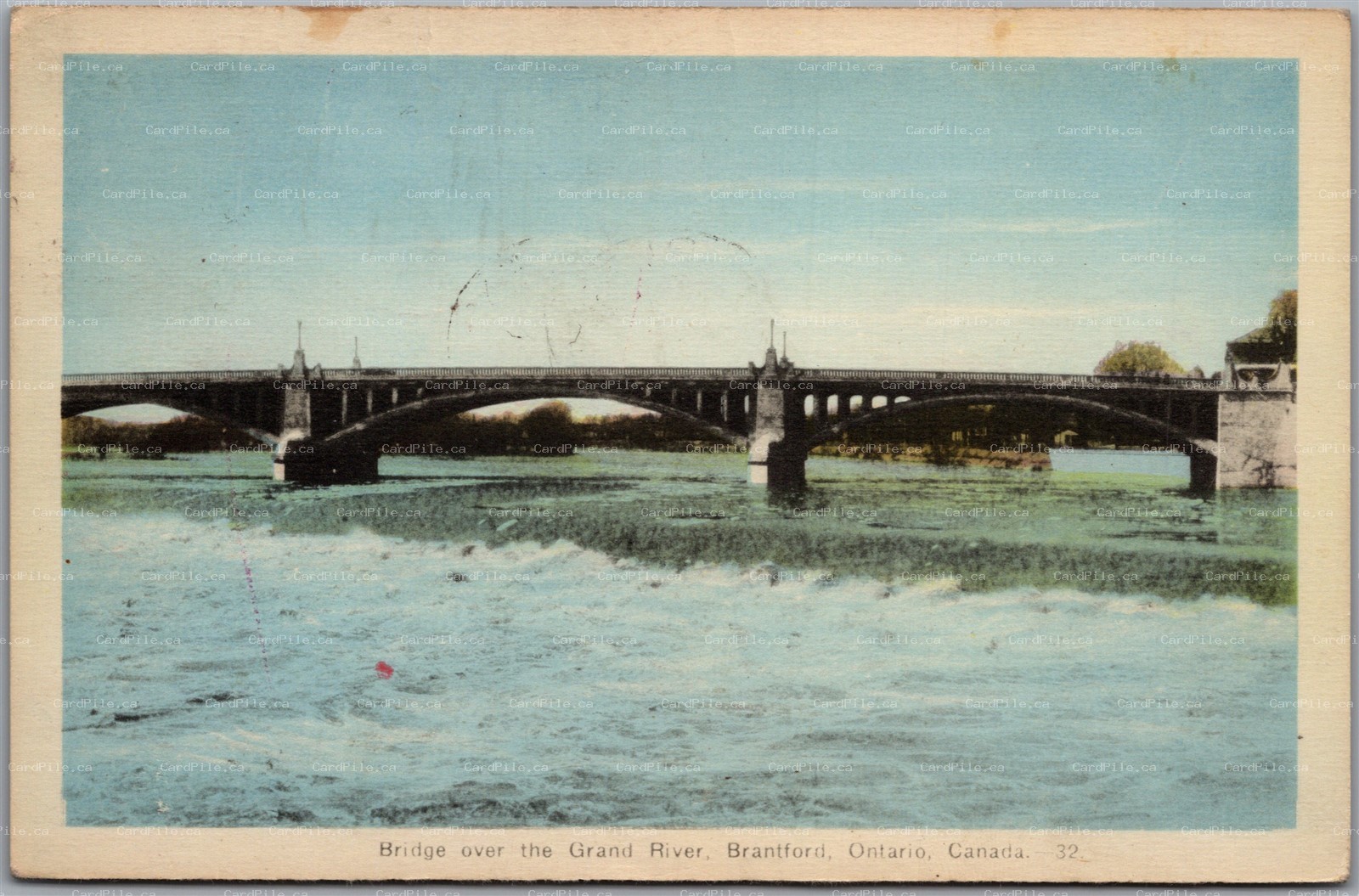 Postcard Brantford Ontario c1943 Bridge over the Grand River Brant County
