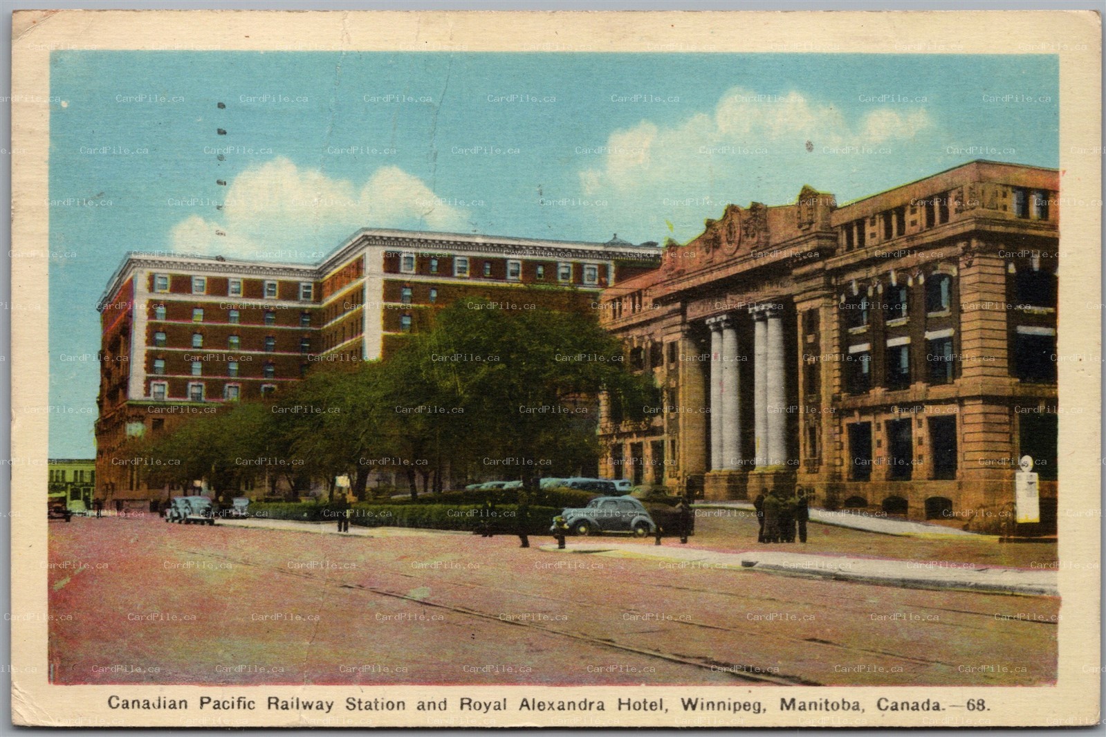 Postcard Winnipeg Manitoba Canadian Pacific Railway Station & Hotel by PECO