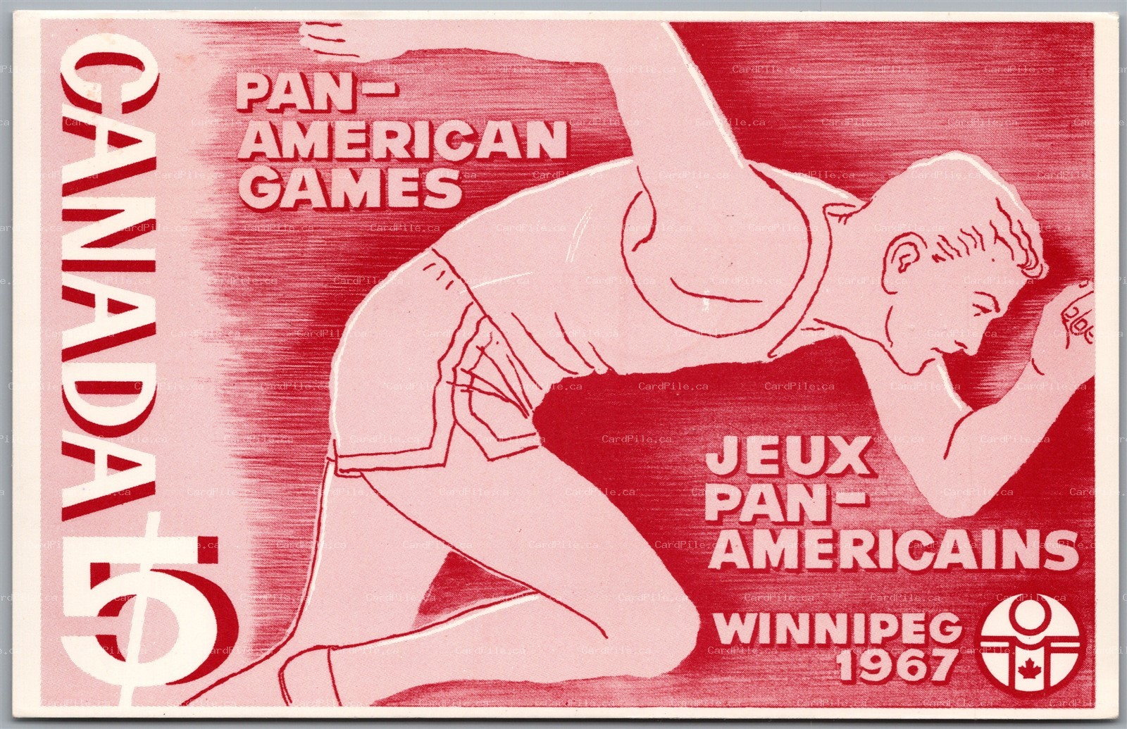 Postcard Winnipeg Manitoba 1967 FDC Repo of Pan American Games Postage Stamp