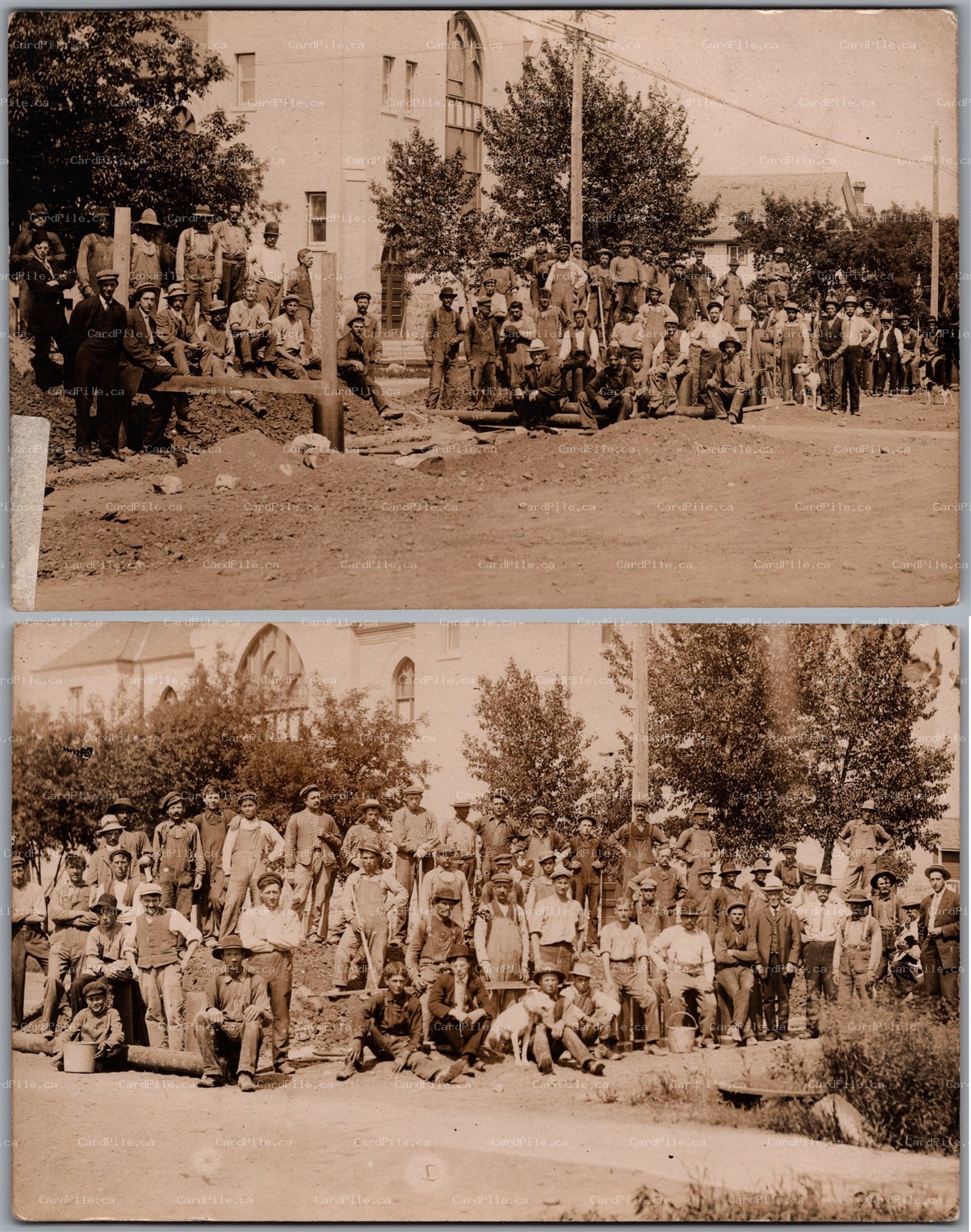 RPPC 1908 Souris Manitoba Methodist Church Completion Construction Crew x2