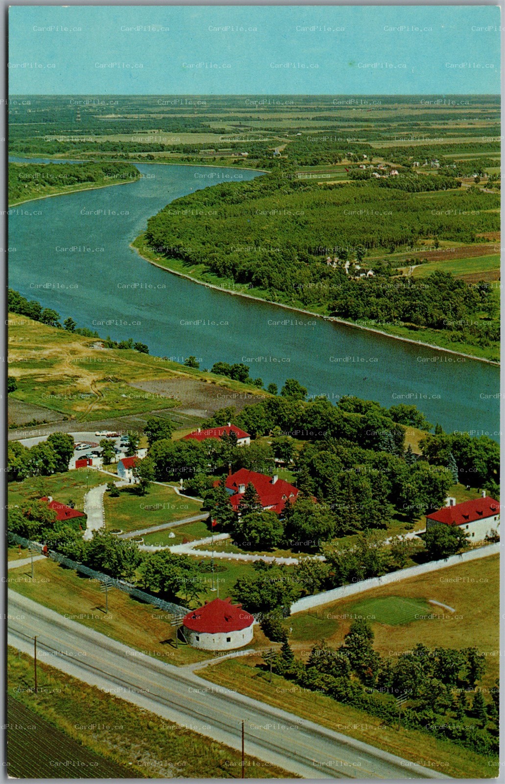 Postcard Winnipeg Manitoba c1970s Aerial View of Lower Fort Garry Red River