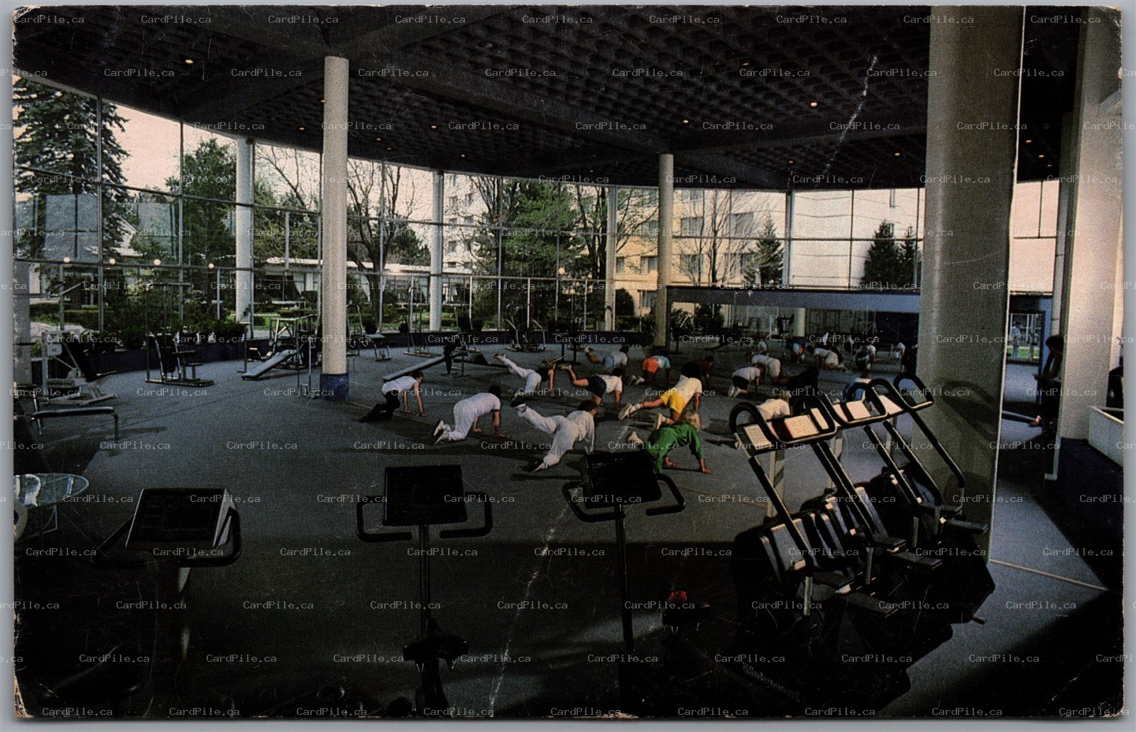 Postcard Kiamesha Lake New York Concord Hotel Interio Gym View Sullivan Co.