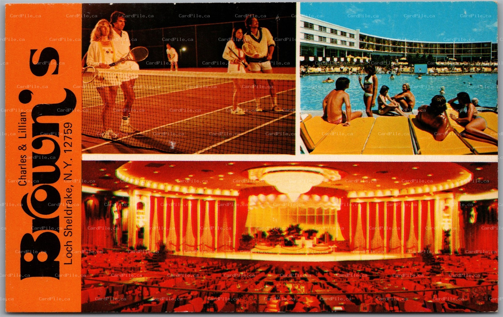 Postcard Loch Sheldrake New York Charles and Lillian Brown's Hotel Multi Views