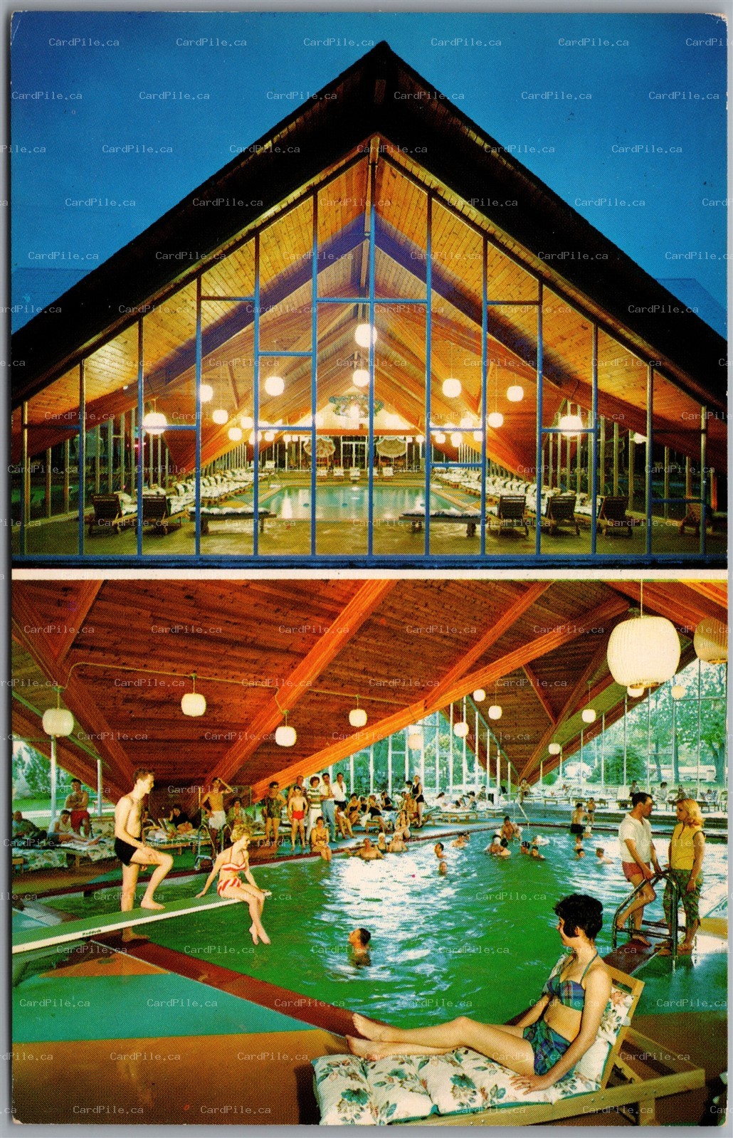 Postcard Loch Sheldrake New York Hotel Evans Dual View Indoor Tropical Pool