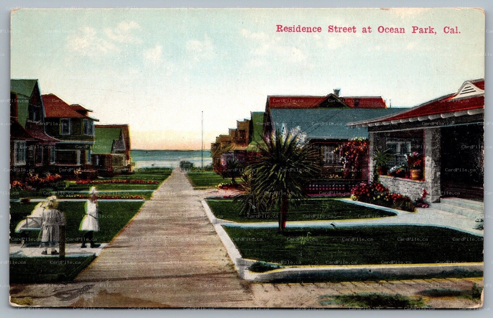 Postcard Ocean Park California c1910s Residence Street Santa Monica Unused 