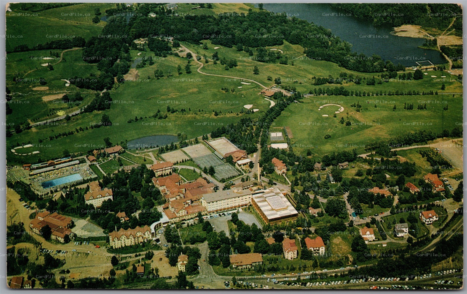 Postcard Liberty New York Grossinger's Catskill Resort Hotel Aerial View