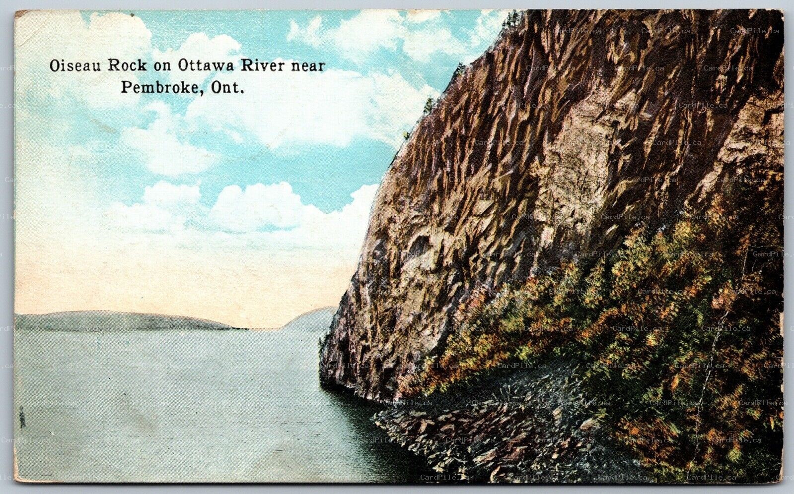 Postcard Pembroke Ontario c1929 Oiseau Rock on Ottawa River Renfrew County