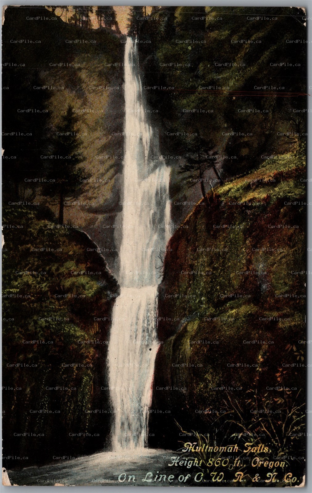 Postcard Multnomah Falls Oregon c1910s On Line of O. W. R. & R. Co.