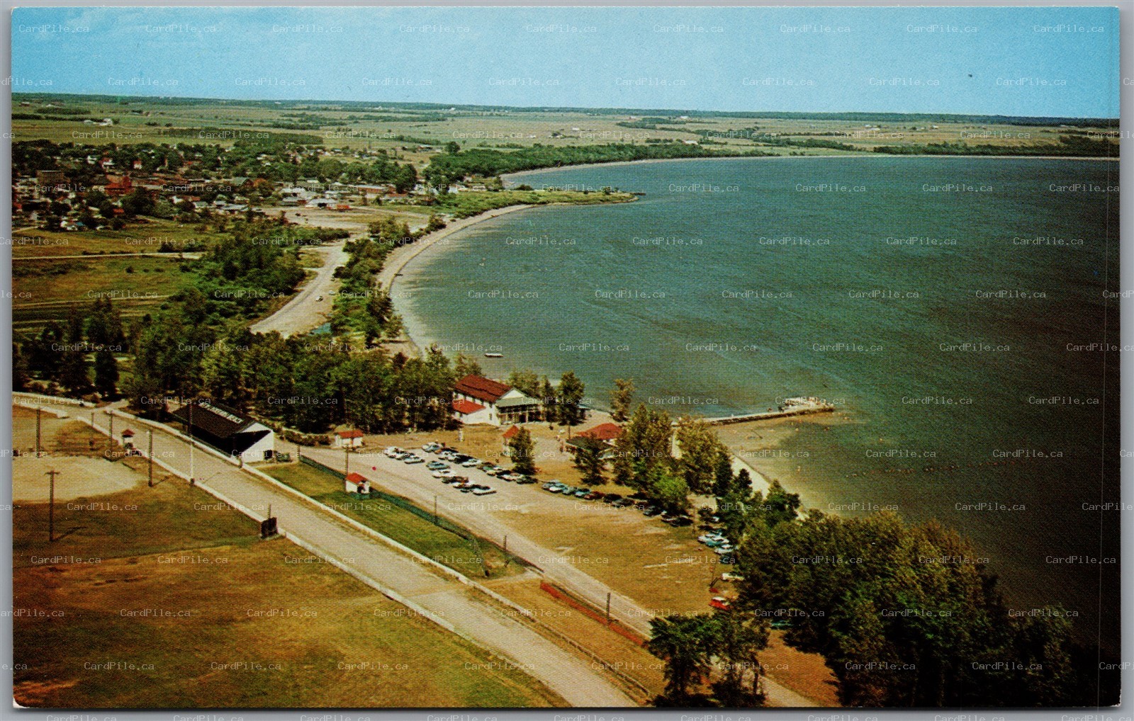 Postcard New Liskeard Ontario Scenic Aerial View Beach Lake Timiskaming