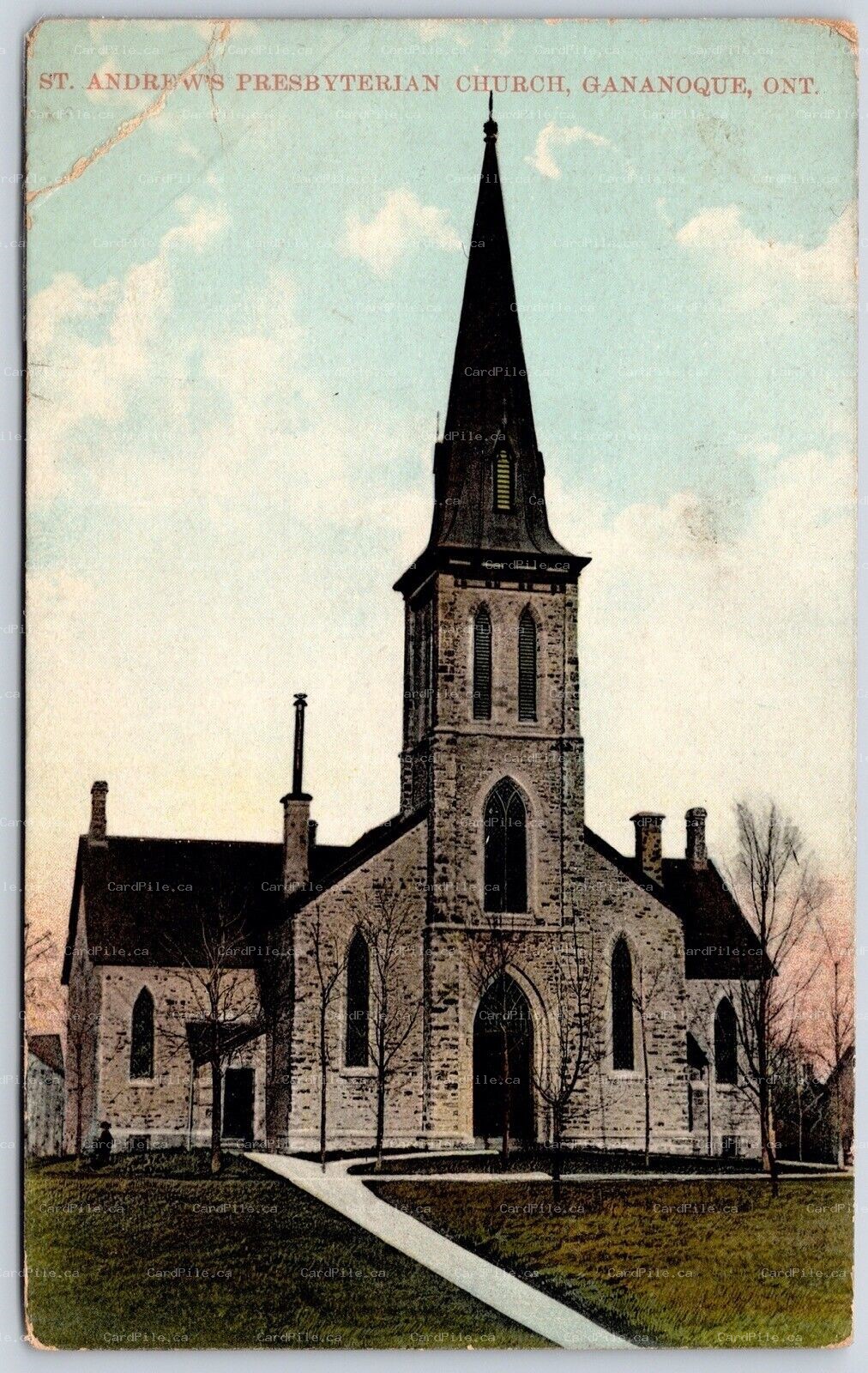 Postcard Gananoque Ontario c1909 St. Andrews Presbyterian Church Leeds Grenville