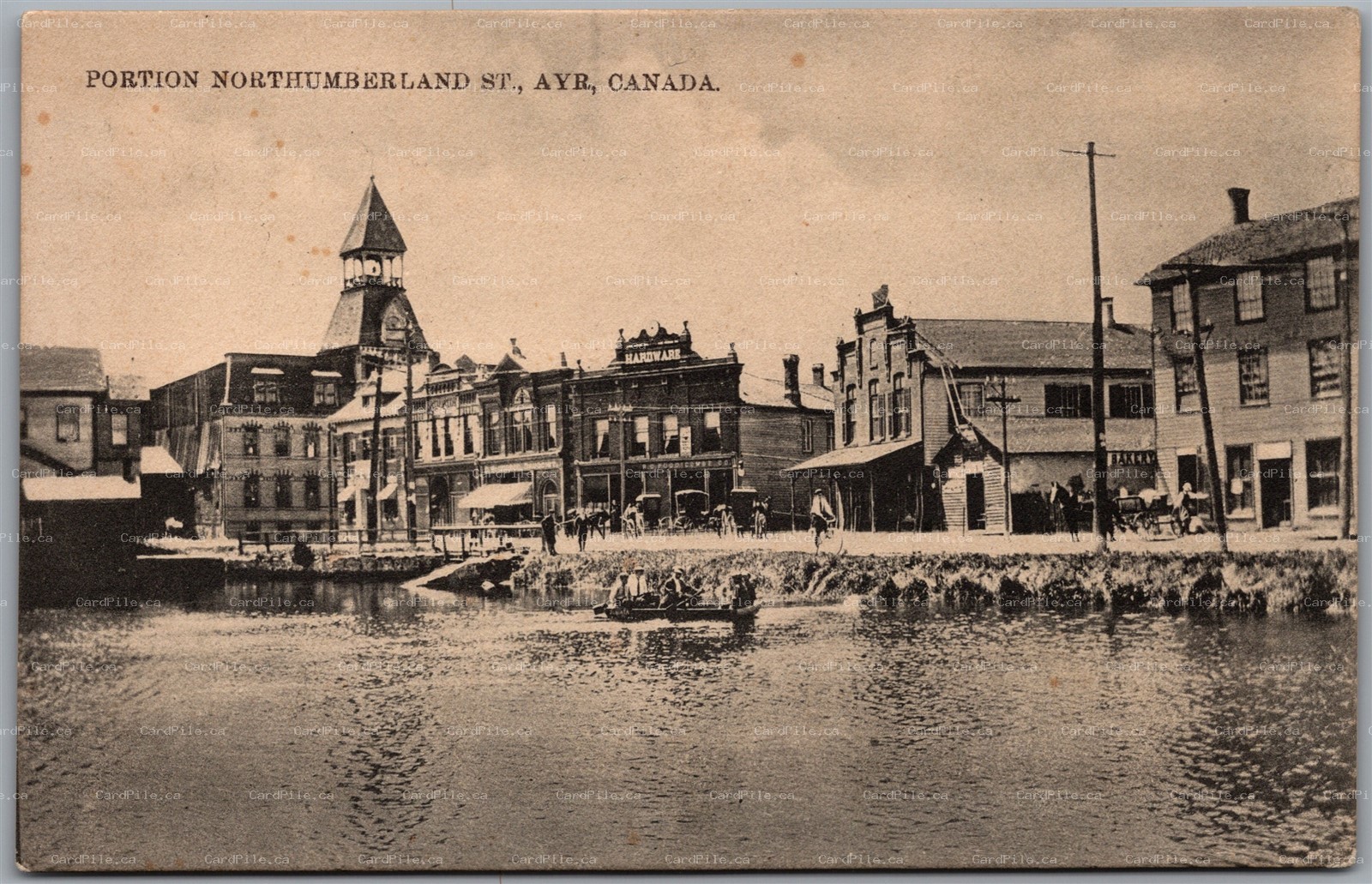 Postcard Ayr Ontario c1910s Portion of Northumberland St. View from Watson Pond