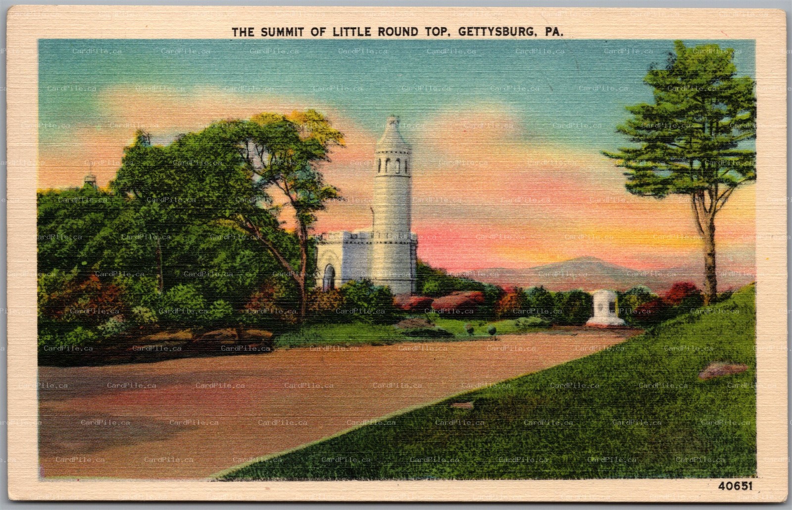 Postcard Gettysburg Pennsylvania The Summit of Little Round Top Adams County